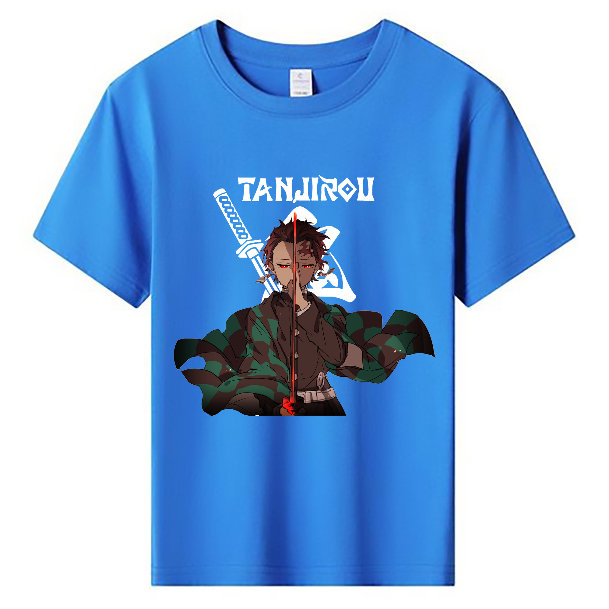 （画像用） 鬼滅の刃 竈門 炭治郎／かまど たんじろう Kamado Tanjirou 綿100％キッズTシャツ（フロントプリント）